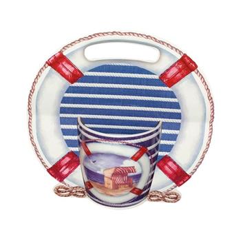 Hrnek porcelánový záchranný kruh bílo-modrý 0,45 litru