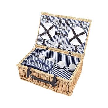 Koš proutěný na piknik pro 4 osoby přírodní 54x37x21cm