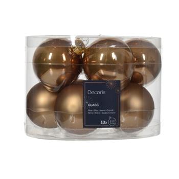 Sada skleněných ozdob sv.hnědá 6cm/10ks