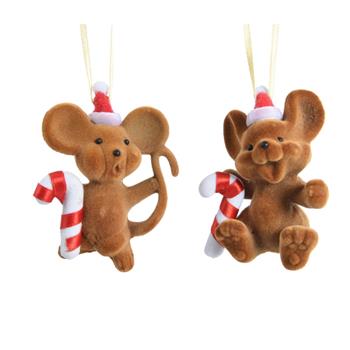 Ozdoba plastová myš s lízátkem hnědá mix 9cm