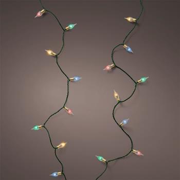 Řetěz svítící vnitřní 240LED Vintage multi s časovačem, 8 funkcí, zelený 23,9m