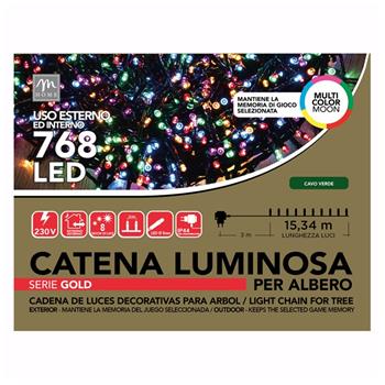 Řetěz svítící venkovní 768LED multi 8 funkcí zelený 15,34m