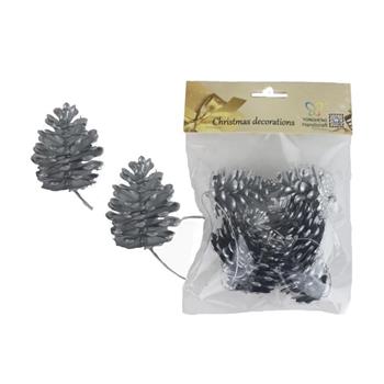 Šiška borovice barvená stříbrná v sáčku