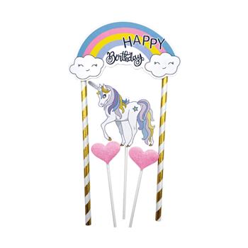 Zápich na dort jednorožec se srdíčky 23cm