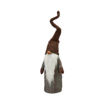 Skřítek stojící látkový TOMTE šedo-hnědý 62cm