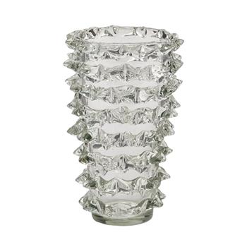 Váza skleněná válcová s hroty čirá 35cm