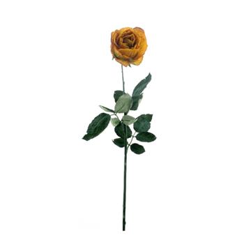 Růže ECO řezaná umělá žluto-oranžová 66cm