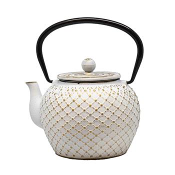 Čajová litinová konvice bílá 1,2 litru