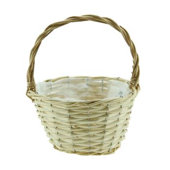 Koš proutěný kulatý s 1 uchem a igelitem přírodní 18cm