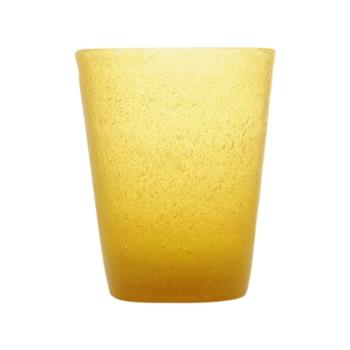 Sklenice na vodu skleněná MEMENTO žluto-oranžová 10cm