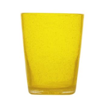 Sklenice na vodu skleněná MEMENTO žlutá 10cm