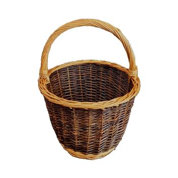 Koš kulatý proutěný s 1 uchem hnědý 30cm