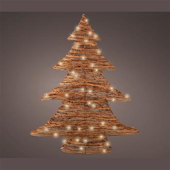 Strom ratanový se 50microLED, t.bílá s časovačem na baterie, přírodní 60cm