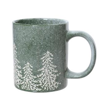 Hrnek kameninový KITCHEN GOODS se stromy bílo-zelený 310ml