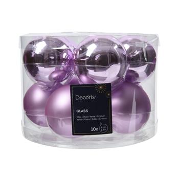 Sada skleněných ozdob sv.fialová 6cm/10ks