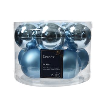 Sada skleněných ozdob sv.modrá 6cm/10ks