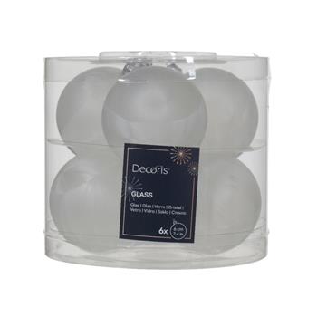 Sada skleněných ozdob mrazolak bílá 6cm/6ks