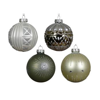 Ozdoba koule skleněná ornamenty s glitry mix 8cm