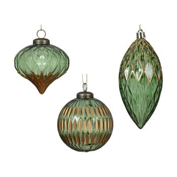 Ozdoba plastová koule tm.zelená mix 8cm