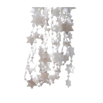 Řetěz perlový s hvězdami plastový bílý 2,7m