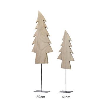 Strom dřevěný na kovovém podstavci přírodní 80cm