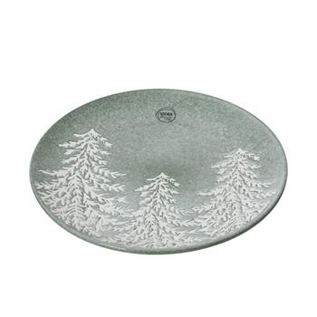 Talíř kulatý kameninový KITCHEN GOODS se stromy bílo-zelený 27cm