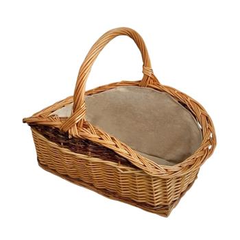 Koš proutěný na dřevo s 1 uchem a jutou přírodní 65cm