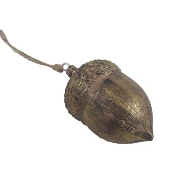 Ozdoba žalud dřevěný zlatý 10cm