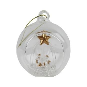 Ozdoba skleněná koule se Svatou rodinou zlato-čirá 6cm