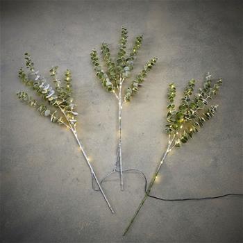 Větev Eucalyptus umělá s 50LED, bílá s časovačem, zelená 3ks