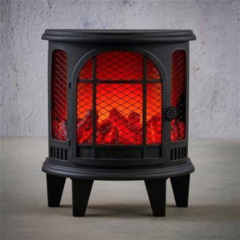 Kamna/krb plastový s LED, s časovačem na baterie, černý 31,5cm