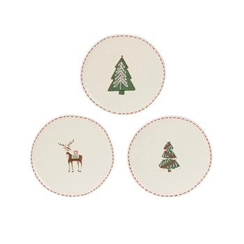 Talíř keramický kulatý FRAN s vánočním motivem bílý 20,5cm