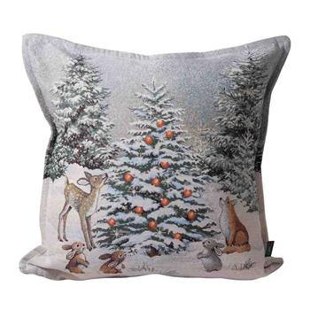 Polštář DC DICEMBRE se zvířátky u stromku 40x40cm