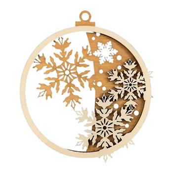 Ozdoba koule s vločkami dřevěná 9cm