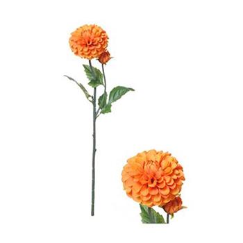 Jiřina řezaná umělá se 2 květy oranžová 59cm