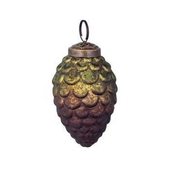 Ozdoba skleněná šiška zeleno-bronzová 8cm