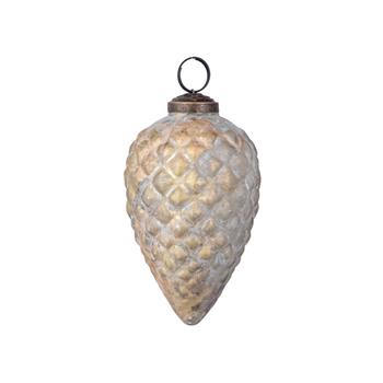 Ozdoba skleněná šiška mramorová krémová 10cm