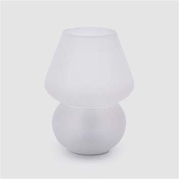 Stolní venkovní lampa AURA s USB skleněná bílá 15cm