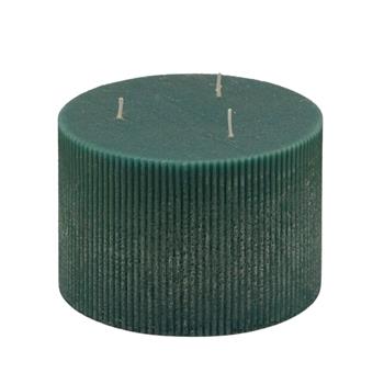 Svíčka vonná válcová rýhovaná Vanilla se 3 knoty zelená 10cm