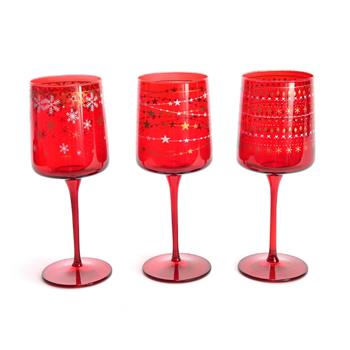 Sklenice na víno ELEGANT STARS sklenněná červená/šedá mix 320ml