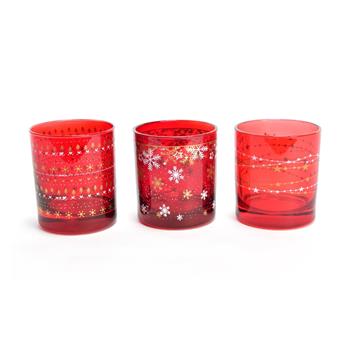 Sklenice ROYAL STARS skleněný červená/šedá mix 9cm