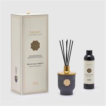 Difuzér keramický se skleněným víčkem a stébly LUXURY Moroccan Amber 200ml