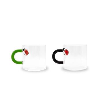 Hrnky LADYBUG z borosilikátového skla 130ml/2ks