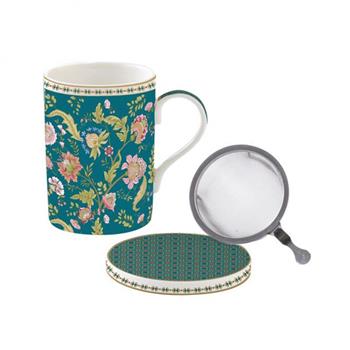 Hrnek porcelánový se sítkem a víčkem MAGIE DORIENT zelený 350ml