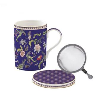 Hrnek porcelánový se sítkem a víčkem MAGIE DORIENT fialový 350ml