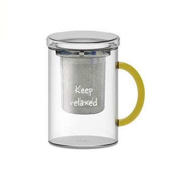 Hrnek se sítkem KEEP RELAXED z borosilikátového skla 420ml