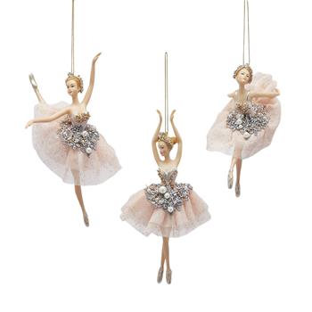 Ozdoba baletka z polyresinu stříbrno-růžová mix 17cm