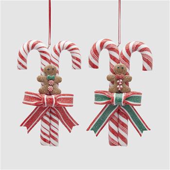 Ozdoba plastová lízátka hůlky s perníčem bílo-červené mix 14cm