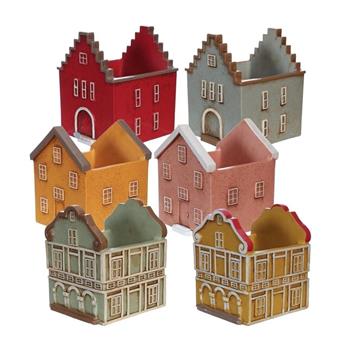Obal na květináč keramický dům mix barev 13cm