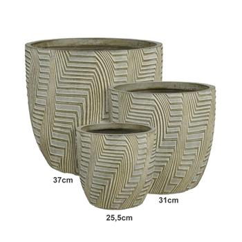 Květináč kulatý GLACIAR z magnesia tm.šedý 37cm